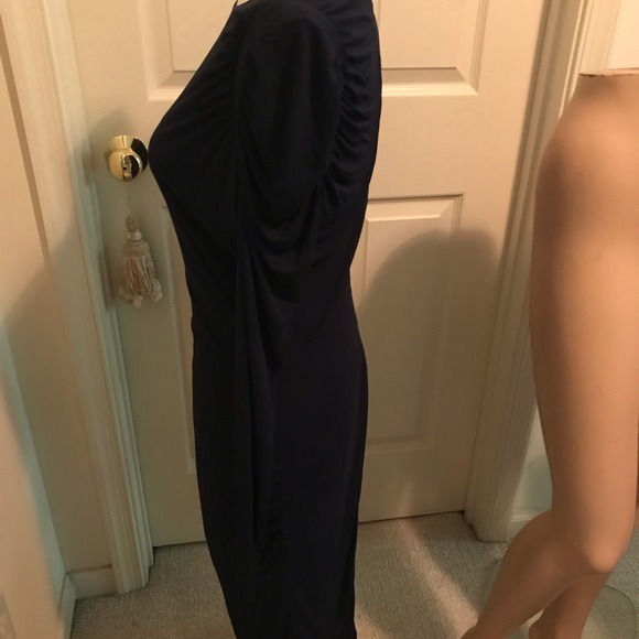 Alexander McQueen dress midi length navy ink color l/s size 44 $1390 - Picture 10 of 11